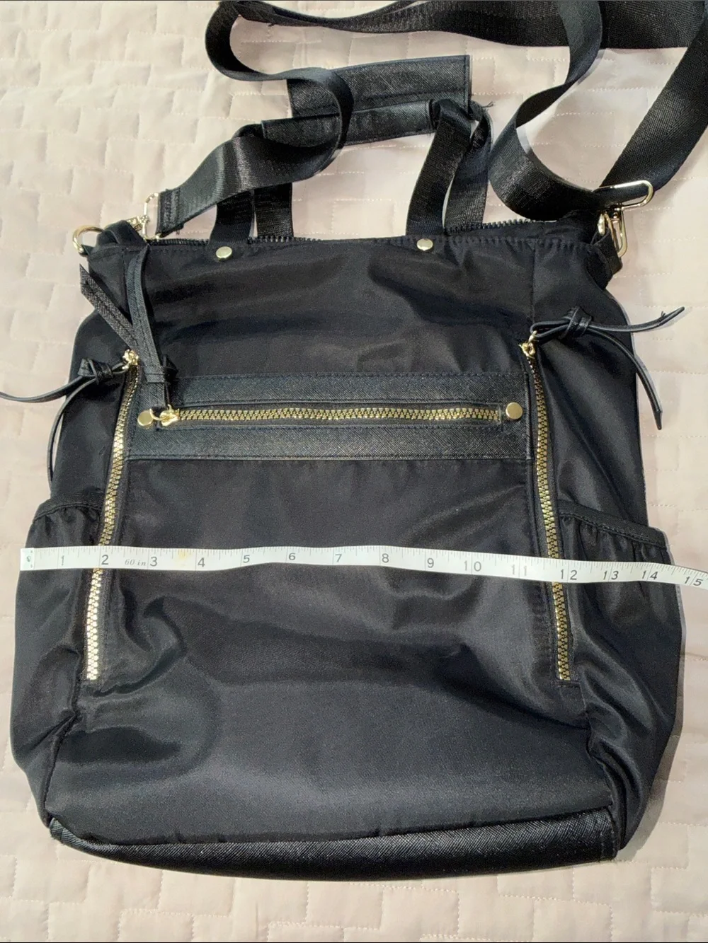Laundry By Shelli Segal Black Nylon Laptop Tote with Gold Hardware
